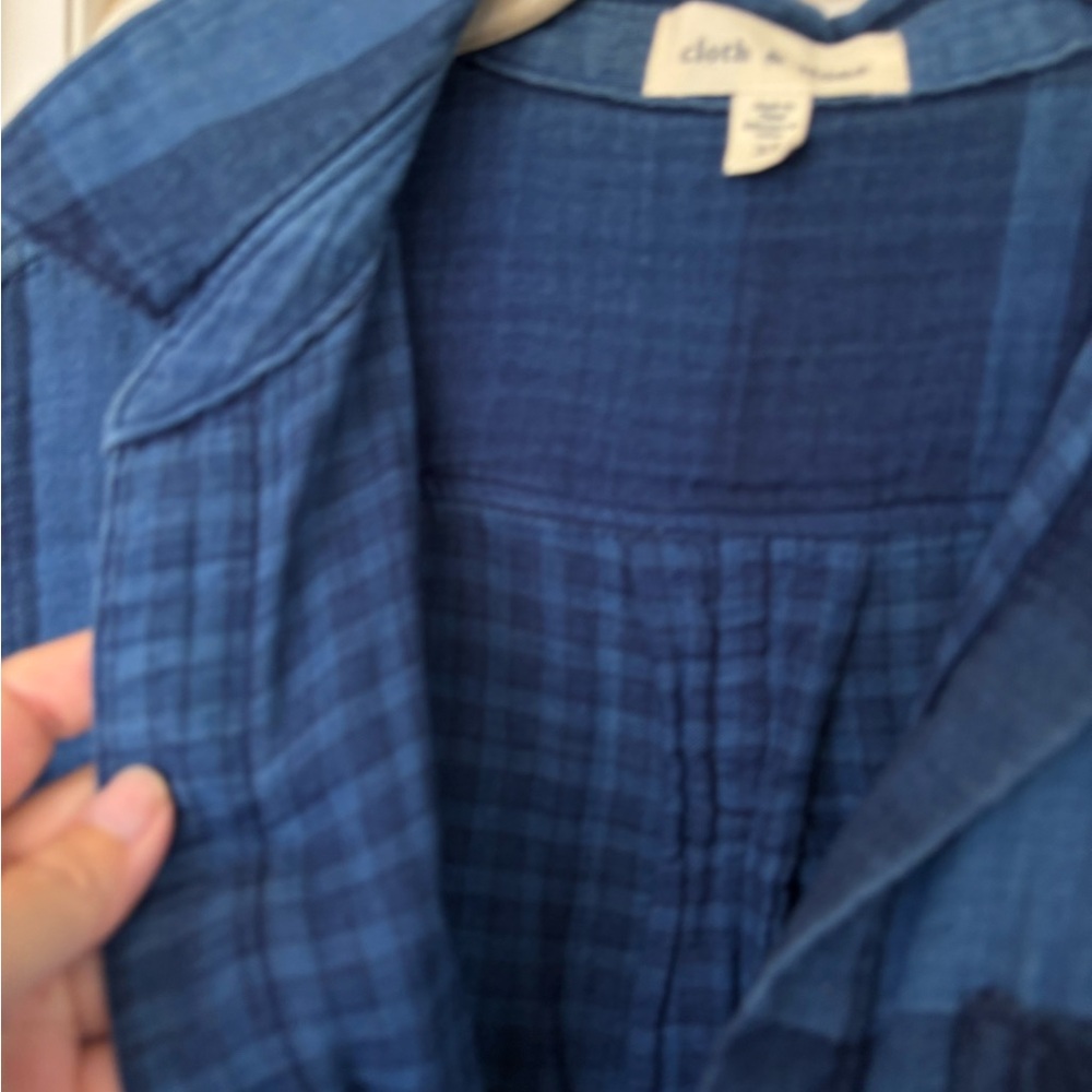 Cloth & Stone Blue Plaid Blouse - Picture 2 of 7